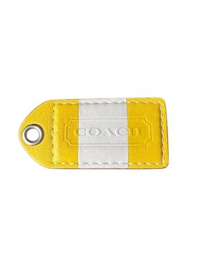Coach Yellow and White Leather Bag Charm Tag